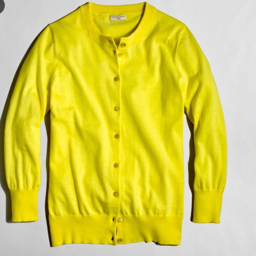 J Crew Clare cardigan in bright yellow